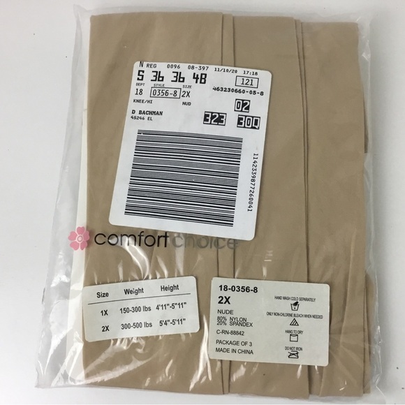 Comfort Choice Knee-High Support Socks Nude Plus Size 3-Pack - Picture 2 of 5